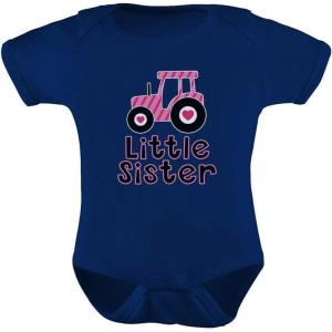imageTeeStars  Gift for Little Sister Cute Pink Tractor Baby Girl Baby BodysuitNavy