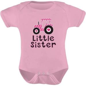 imageTeeStars  Gift for Little Sister Cute Pink Tractor Baby Girl Baby BodysuitPink