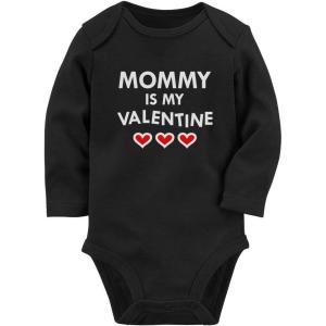 imageTstars Baby Boy Girl Outfit First Valentines Day Clothes Mommy is My Valentine Long Sleeve BodysuitBlack