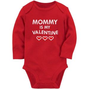 imageTstars Baby Boy Girl Outfit First Valentines Day Clothes Mommy is My Valentine Long Sleeve BodysuitRed