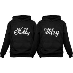 imageTstars Hubby ampamp Wifey Matching Couple Hoodie His ampamp Hers Gift for Husband and WifeHubbey Black  Wifey Black