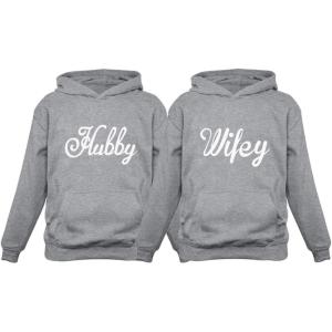 imageTstars Hubby ampamp Wifey Matching Couple Hoodie His ampamp Hers Gift for Husband and WifeHubbey Gray  Wifey Gray