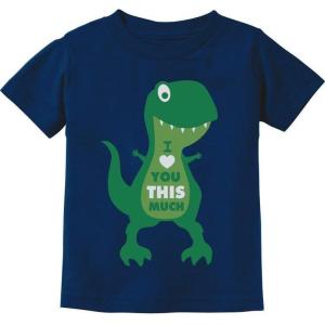 imageValentines Day Outfit I Love You This Much T Rex Raptor Infant Kids TShirtNavy