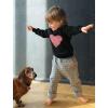 imageTstars Red Striped Heart Love  Valentines Day Gift Toddler Kids SweatshirtBlack