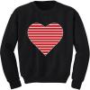 imageTstars Red Striped Heart Love  Valentines Day Gift Toddler Kids SweatshirtBlack