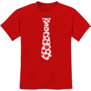 imageKids Valentines Day Shirt Red Hearts Tie Valentine Shirts for Youth and Toddler Boys ampamp GirlsRed
