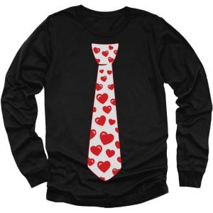 imageRed Hearts Tie Girls Boys Valentines Day Shirt Gifts for Kids Valentine Long Sleeve Shirts for Youth KidsBlack