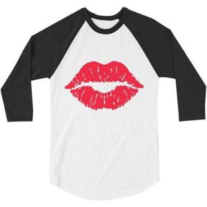 imageRed Lips Cute Valentines Day Casual Girls Toddler Raglan 34 Sleeve Baseball TeeBlackWhite