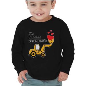 imageTractor ampamp Digger Toddler Boys Valentines Shirt Heart Dab Funny Valentines Day Kids Long Sleeve TShirt for ToddlersDigging  Black