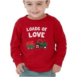 imageTractor ampamp Digger Toddler Boys Valentines Shirt Heart Dab Funny Valentines Day Kids Long Sleeve TShirt for ToddlersTractor  Red