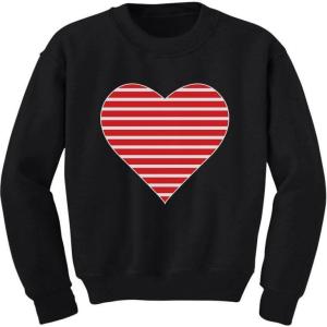 imageTstars Red Striped Heart Love  Valentines Day Gift Toddler Kids SweatshirtBlack