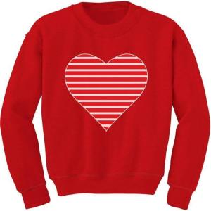 imageTstars Red Striped Heart Love  Valentines Day Gift Toddler Kids SweatshirtRed