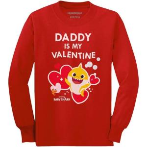 imageValentines Tshirt Daddy Baby Shark Toddler Kids Long Sleeve TShirtRed