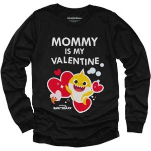 imageValentines Tshirt Mommy Baby Shark Toddler Kids Long Sleeve TShirtBlack