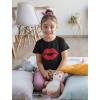 imageRed Lips Cute Valentines Day Casual Girls Toddler Kids TShirtBlack