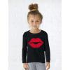 imageRed Lipstick Kiss Girls Valentines Day Shirt Cute Valentine Toddler Kids Long Sleeve TShirtBlack