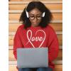 imageTstars Valentine Sweatshirts for Women Cursive Love Heart Valentines Day Sweatshirt for Women and Teen GirlsRed