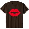 imageKids Red Lips Cute Valentines Day Casual Girls Toddler Kids TShirtBrown