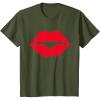 imageKids Red Lips Cute Valentines Day Casual Girls Toddler Kids TShirtOlive Green