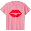 imageKids Red Lips Cute Valentines Day Casual Girls Toddler Kids TShirtPink