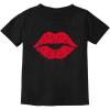 imageRed Lips Cute Valentines Day Casual Girls Toddler Kids TShirtBlack