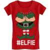 imageTeeStars  Elf Suit Funny Elfie Christmas Girls Fitted Kids TShirtRed