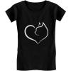 imageTstars  Valentines Day cat Heart  Cat Lovers Gift Girls Fitted Kids TShirtBlack