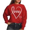 imageTstars Valentine Sweatshirts for Women Cursive Love Heart Valentines Day Sweatshirt for Women and Teen GirlsRed