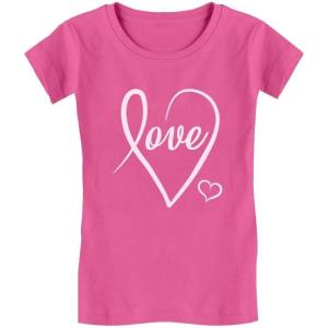 imageCursive Love Girls Valentines Day Shirt Heart Graphic Valentine Youth Kids Girl Fitted TShirtCursive Tshirt  Wow Pink