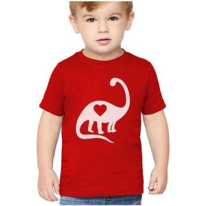 imageDino with Heart Toddler Girls Boys Valentines Shirt Dinosaur Valentines Day Kids TShirt for ToddlersRed