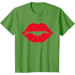 imageKids Red Lips Cute Valentines Day Casual Girls Toddler Kids TShirtGrass Green