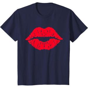 imageKids Red Lips Cute Valentines Day Casual Girls Toddler Kids TShirtNavy Blue
