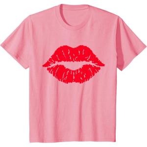 imageKids Red Lips Cute Valentines Day Casual Girls Toddler Kids TShirtPink