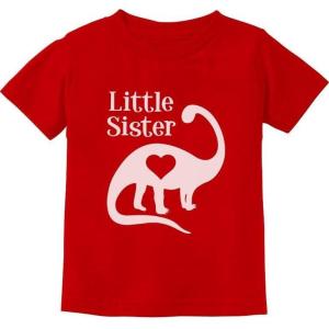 imageLittle Sister Gift Siblings Love Dinosaur Girls ToddlerInfant Kids TShirtRed