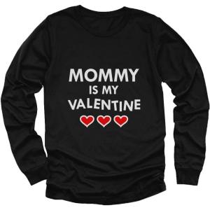 imageMommy is My Valentine Shirt Girls Boys Valentines Day Long Sleeve TShirt for Toddlers and Youth KidsBlack