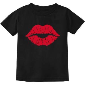 imageRed Lips Cute Valentines Day Casual Girls Toddler Kids TShirtBlack