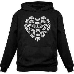 imageTstars Funny Valentines Day Gamer Hoodie Controllers Heart Girls Women HoodieBlack