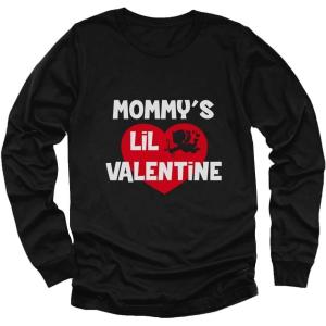 imageTstars Mommy is My Valentine Shirts Boys Girls Valentines Day Kids Long Sleeve ShirtBlack