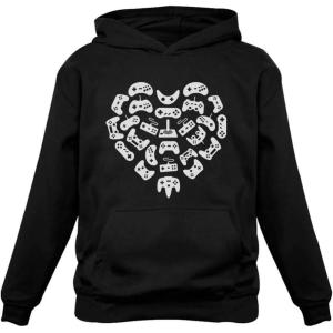 imageTstars Valentines Day Shirt for Boys Girls Video Gamer Controllers Heart HoodieBlack