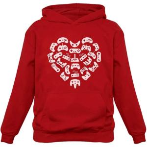 imageTstars Valentines Day Shirt for Boys Girls Video Gamer Controllers Heart HoodieRed