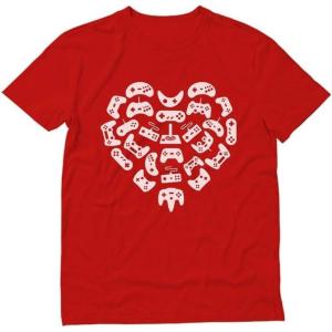 imageValentines Day Shirt for Boys Girls Video Gamer Controllers Heart TShirtRed