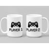 imageGift for Gamers Video Games Coffee Mugs for Couples Valentines Player 1 2 Mugs Player 1 15 OuncePlayer 2 15 OuncePlayer 1  Player 2