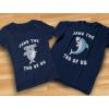 imageJaws The Two of Us Valentines Day Outfit for Him ampamp Her Matching Couples ShirtsMen Blue  Women Blue