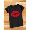imageRed Lips Cute Valentines Day Casual Girls Toddler Kids Girls Fitted TShirtBlack