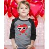 imageTruck with Hearts Loads of Love Boys Valentines Day Shirt Dabbing Heart Valentines Toddler Kids Raglan 34 Sleeve TShirtDabbing  Dark Gray