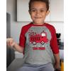 imageTruck with Hearts Loads of Love Boys Valentines Day Shirt Dabbing Heart Valentines Toddler Kids Raglan 34 Sleeve TShirtFire Truck  Red