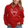 imageLove Cursive Heart Hoodies for Women Teen Girls Valentines Day HoodieRed