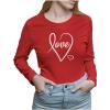 imageLove Cursive Heart Valentines Day Women Long Sleeve TShirt Large Red