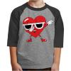 imageTruck with Hearts Loads of Love Boys Valentines Day Shirt Dabbing Heart Valentines Toddler Kids Raglan 34 Sleeve TShirtDabbing  Dark Gray