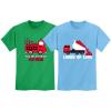 imageValentines Day Matching TShirt Set for Brothers Firetruck ampamp Dump Truck Heart Fire Green 4T  Dump California Blue 3T